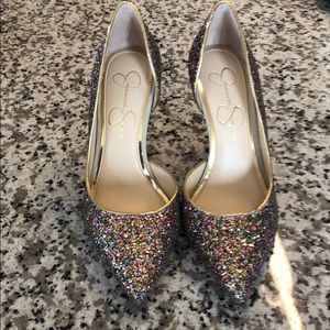 Jessica Simpson Claudette2 Rainbow glitter Size 6